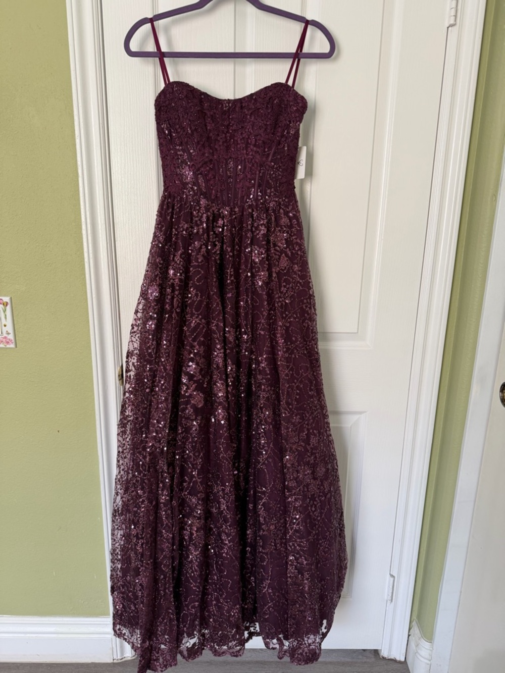 Windsor Plum Sequin Lace Evening Dress